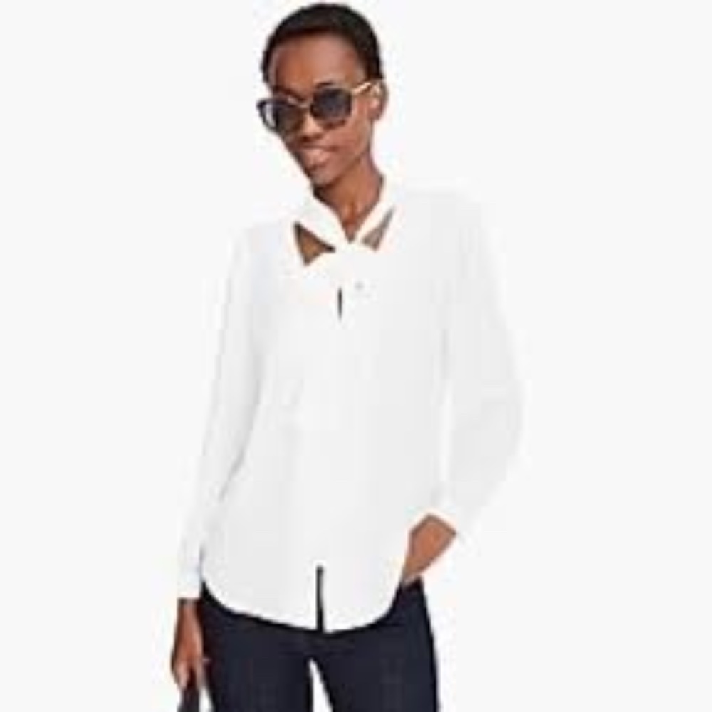 J. Crew Drapey Tie-Neck Top in Ivory S - Picture 5 of 5